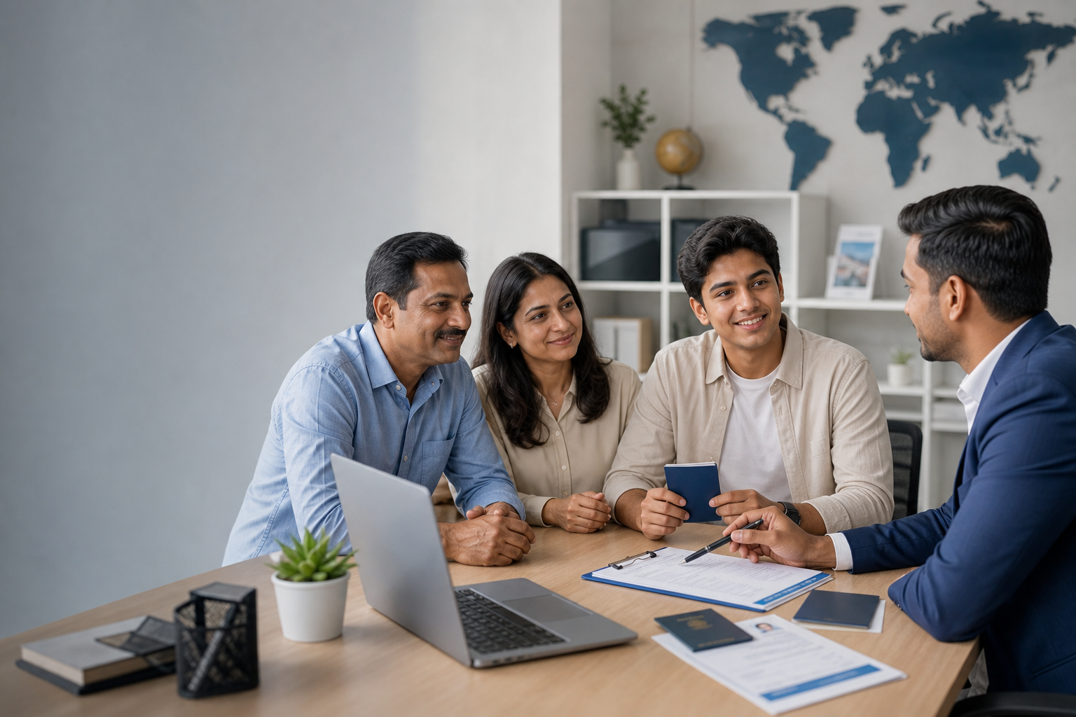 Family receiving immigration consultation